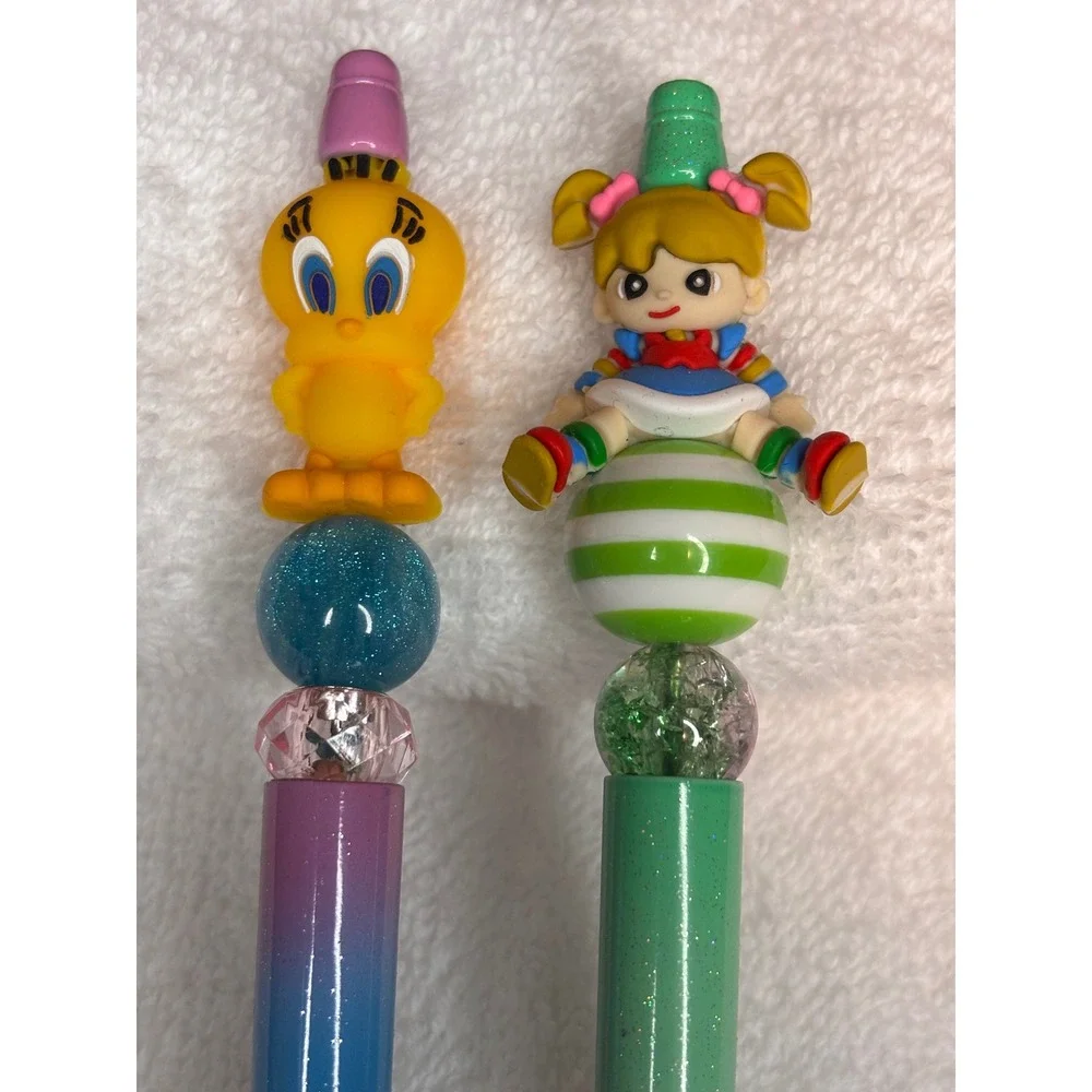 Handmade Beaded Pens Set of 2 Green